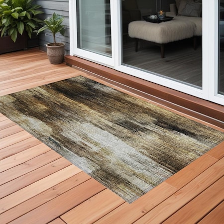 Homeroots 2' X 3' Chocolate Abstract Washable Non Skid Indoor Outdoor Area Rug 563592