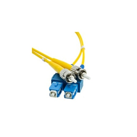 Cable Wholesale SC/UPC to ST/UPC OS2 Duplex 2.0mm Fiber Optic Patch Cord, OFNR, Singlemode 9/125, Yellow SCST-01203