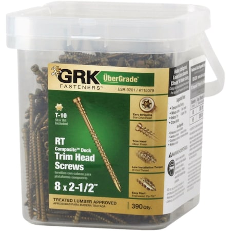 Grk Fasteners GRK RT No, 8 x 2-1/2'' Star Drive Composite Screw, 390 Ct. 115079