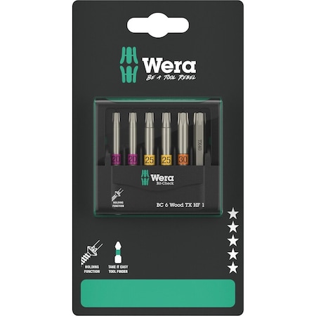 Wera Bit-Check 6 Wood TX HF 1 SB, 6 pieces 5073639001