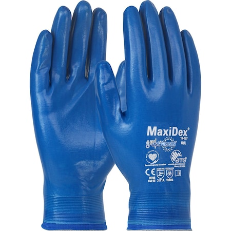 Atg Seamless Knit Nylon Glove w/Nitrile Coating and ViroSan Technology on Full Hand, Touchscreen C, 12PK 19-007/S