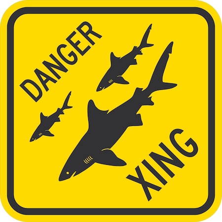 Lyle Danger Xing with Sharks Crossing Symbol, 12x12, Diamond Grade, Yellow G-1965-DG_12x12