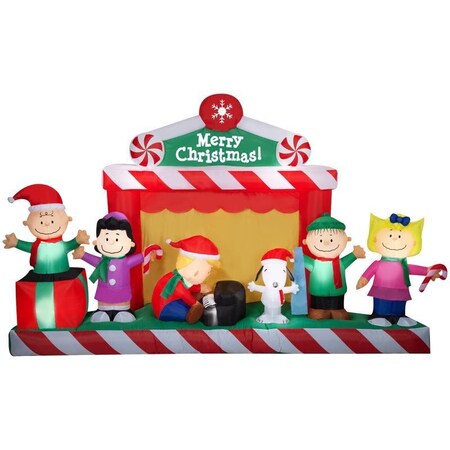 Gemmy Airblown Giant Christmas Inflatable Peanuts Gang Christmas Stage Scene 86 in. Inflatable 882709