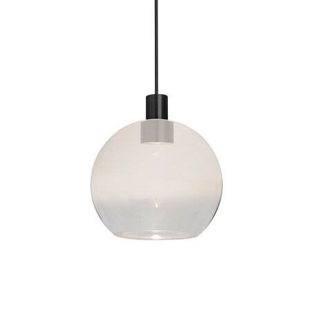 Besa Lighting Besa Newton 6 Pendant, Milky White/Clear, Black Finish, 1x 3W LED 1XT-NEWTON6WC-LED-BK