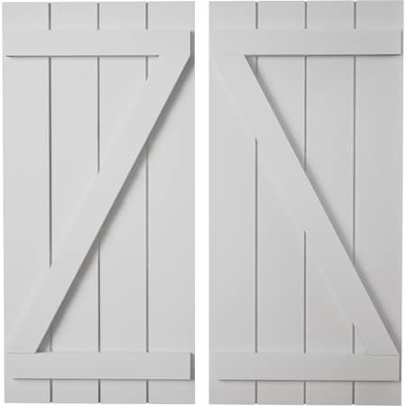 Ekena Millwork Rustic Four Board Joined Board-n-Batten Smooth Faux Wood Shutters w/Z-Board, 22W x 88H, PR SHUBJZ22X88SMPR
