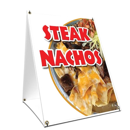Signmission Steak Nachos, 24 Inch x 18 Inch A-frame Yard Sign, Plastic Sign SBC-1824-Steak Nachos
