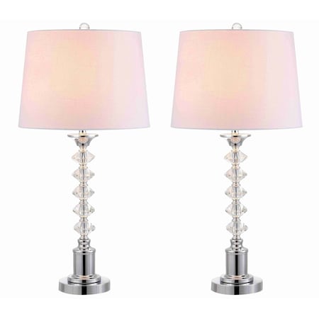 Jonathan Y Kinsley 28" Crystal LED Table Lamp, Clear/Chrome, 2PK JYL2052A-SET2