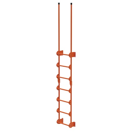 Vestil Steel Walk Through Dock Ladder 7 Step 300 Lb. Capacity Orange DKL-7-OR