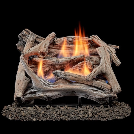 Bluegrass Living Vent Free Dual Fuel Gas Log Set, 18 in Drift Wood, 30,000 BTU, Remote Control B18DR-UL2