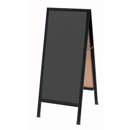 Aarco A-Frame Sidewalk Board, Slate Colored Porcelain Chalkboard and a Black Aluminum Frame, 42''Hx18''W BA-35SS