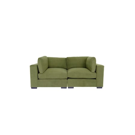 Homeroots 84" Forest Green And Dark Brown Loveseat 530508