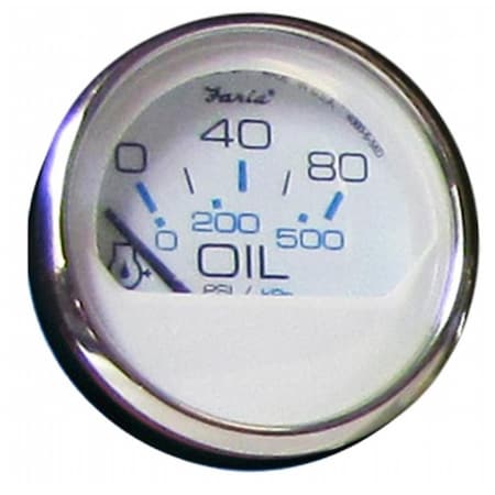 Perfectpitch 2 in. Chesapeake White Stainless Steel Oil PreStainless Steelure Gauge - 80 PSI PE3445957