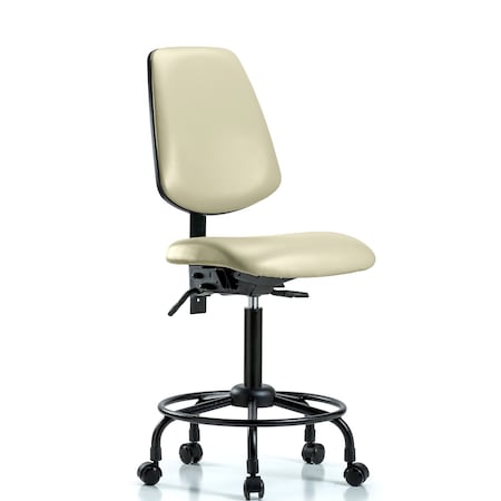 Blue Ridge Ergonomics Medium Bench Chair No Arms, 23" to 31" Height, Vinyl, Adobe White BR-VMBCH-MB-RT-T0-A0-RC-8501