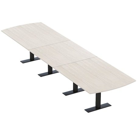 Skutchi Designs 16 Person Conference Table With Power Unit | 16' Arc Rectangle Table | Harmony Series HAR-AREC-48X192-T.BK-K458-NA