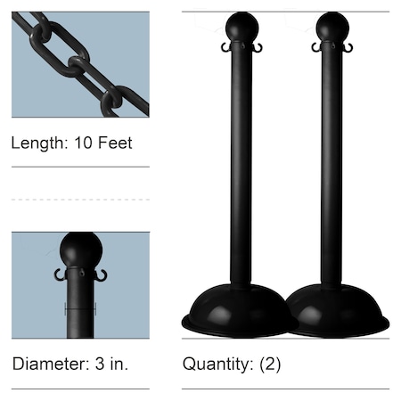 Mr. Chain Black Heavy Duty Stanchion & Chain Kit (2-Pack) 71303-2