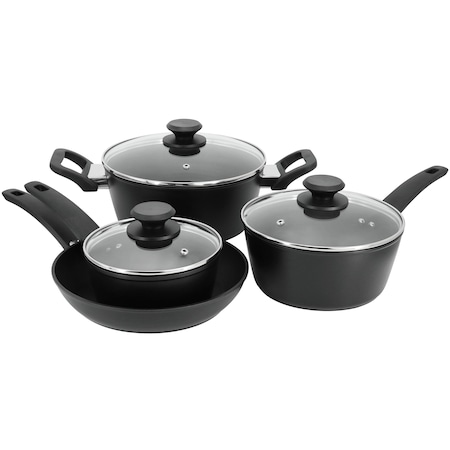 Oster Connelly 7 Piece Textured Nonstick Aluminum Cookware Set in Black 141068.07RR