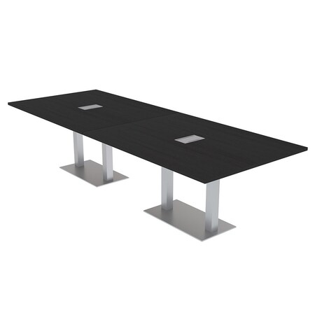 Skutchi Designs Rectangle Conference Table With Power Unit, 48 in W, 120 in L, Black HAR-REC-48X120-DOU-U999ST19-ESIL