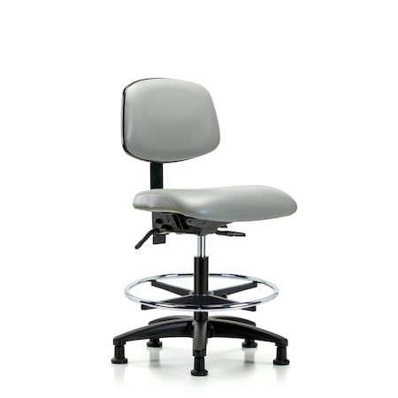 Blue Ridge Ergonomics Chair, Vinyl, Med Bench, CF Glides, Dov, No Arms, 22" to 29" Height, Dove BR-VMBCH-RG-T0-A0-CF-RG-8567