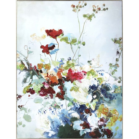Homeroots Abstract Floral Framed Art Gold Picture Frame Print Wall Art 416816