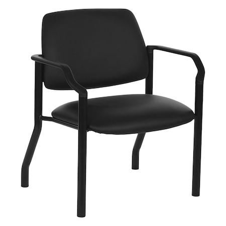 Office Star Products Big and Tall Guest Chair in Dillon Black Fabric with soft PU Arms, Sturdy Black Metal Chair 55052B-R107