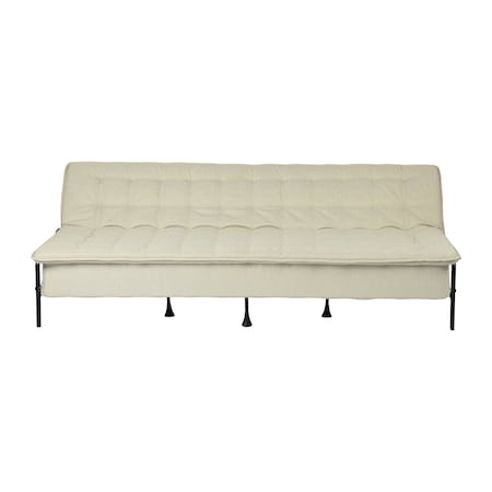 Homeroots 77" Beige Fabric Convertible Futon Sleeper Reclining Sofa 719576