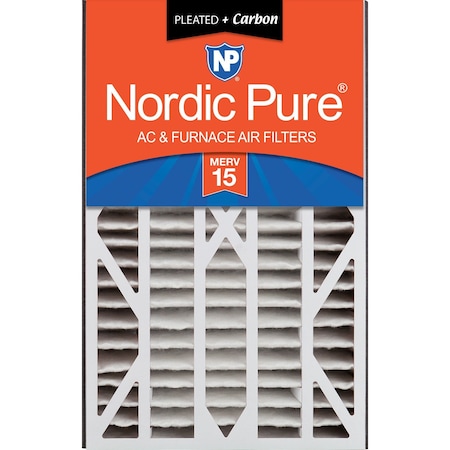 Nordic Pure 16x25x3 Plus Carbon Pleated Air Filter, High Capacity, MERV 15 16x25x3ABM15+C-1
