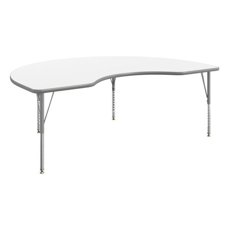 Flash Furniture Wren 72 in x 48 in Kidney Adjustable Height Activity Table, Thermal Laminate Top, Short Legs, White XU-A4872-KIDNY-WHT-T-P-GG