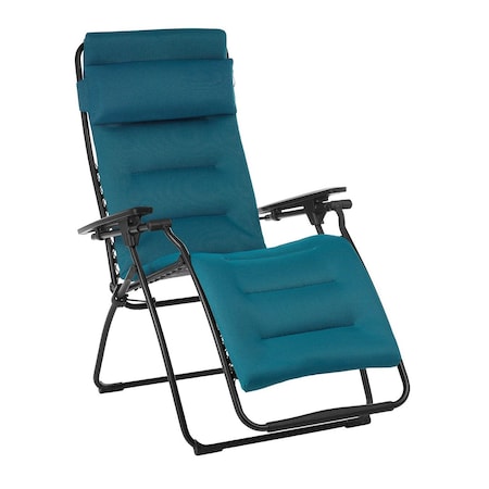 Homeroots 26" Blue Steel Outdoor Zero Gravity Chair with Blue Cushion 320604