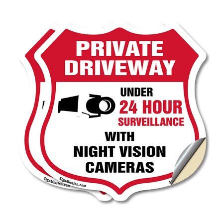 Signmission Private Driveway Shield Sign Under 24 Ho, 6 inch X 6 inch, Vinyl Decal, 2PK SHI-D-2PACK-6-437