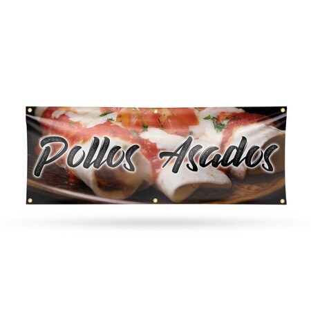 Signmission Pollos Asados, 24 Inch x 72 Inch, Vinyl Banner B-72-30812