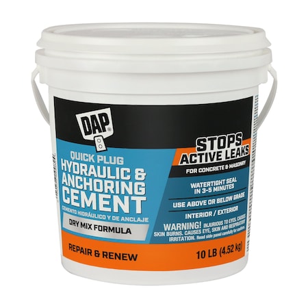 Dap Hydraulic Cement, Pail, Gray, Quick Plug 14090