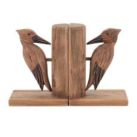 Homeroots Set of Two Brown Wood Bird Decorative Bookends, 2PK 633975