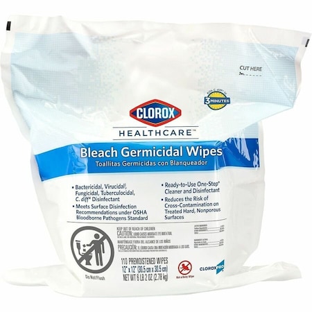 Clorox Germicidal Disinfecting Wipes, 12 x 12", 2 Pack, 110 Wipes/ Pack 30359