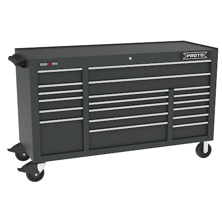 Proto 550 Series Rolling Tool Cabinet, 19 Drawer, Dual Black, 67 in W x 25-1/4 in D x 41 in H J556741B-19DB