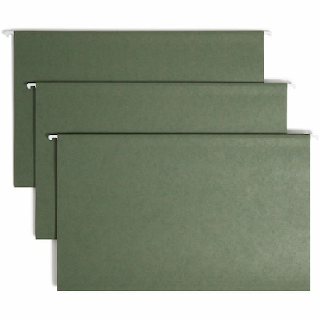 Smead Hanging File Folders, 1/5 Tab, 11 Point Stock, Legal, Green, 25/Box 64155