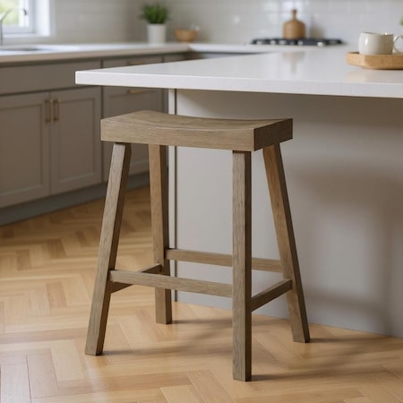 Homeroots 27" Cool Gray Solid Wood Backless Counter Height Bar Chair 632464