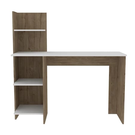 Homeroots 47" White and Brown Computer Desk 403837