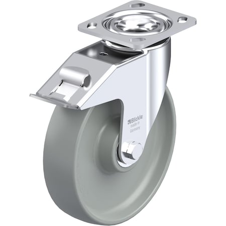 Blickle Swivel Plate Caster, Gray Nylon, 8", Brake, Overall Height: 9.45" LEH-POG 200K-14-FI