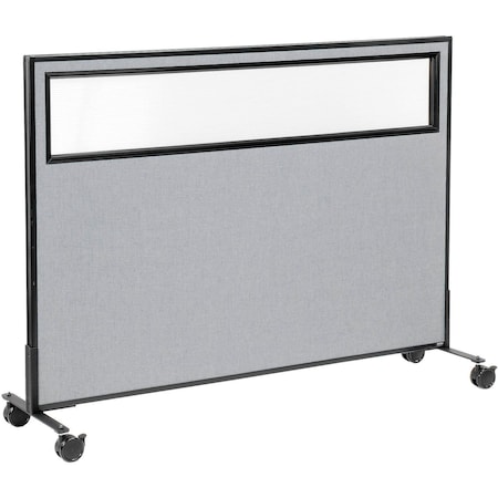 Global Industrial Interion Mobile Office Partition Panel with Partial Window, 60-1/4"W x 45"H, Gray 694985MGY