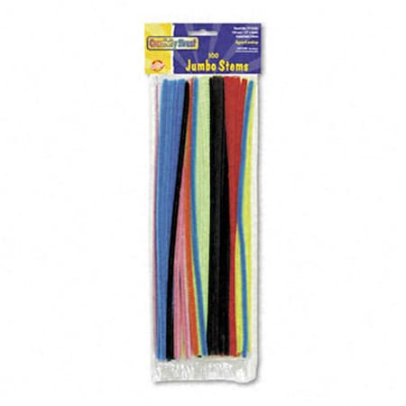 The Chenille Kraft Co Chenille Kraft  Jumbo Stems- 12" x 6mm- Metal Wire- Polyester- Assorted, 100PK 7110-01