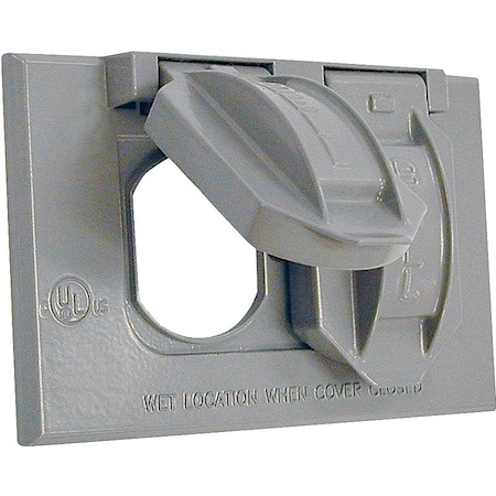 Hubbell Cover, 2-13/16 in L, 4-9/16 in W, Metal, Gray, Powder-Coated 5180-0