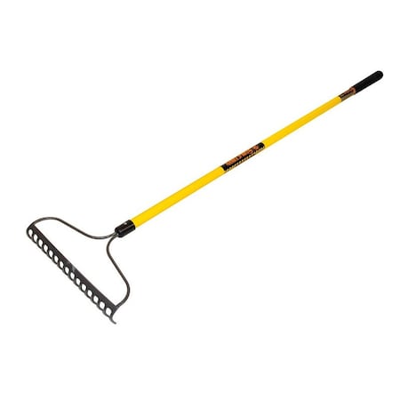 Structron Steel Bow Rake, 16 Tines, 66 in L Fiberglass Handle 42366