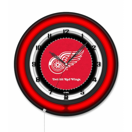 Holland Bar Stool Detroit Red Wings 19 Double Neon Wall Clock Clk19BK