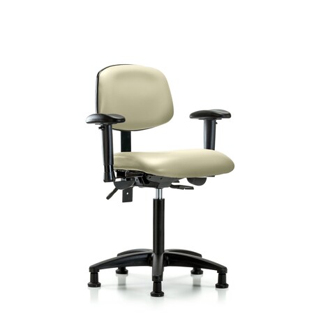 Blue Ridge Ergonomics Chair, Vinyl, Med Bench, Tilt AA Glides, Wht, 6-Way Adjustable, 22" to 29" Height, Adobe White BR-VMBCH-RG-T1-A1-NF-RG-8501