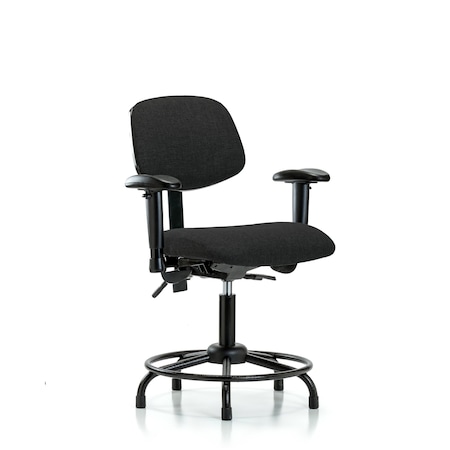 Blue Ridge Ergonomics Desk Chair Desk Chair, Fabric, RT AA Glides, Blk, Adjustable Arms, 19" to 24" Height, Fabric, Black BR-FDHCH-RT-T0-A1-RG-F42