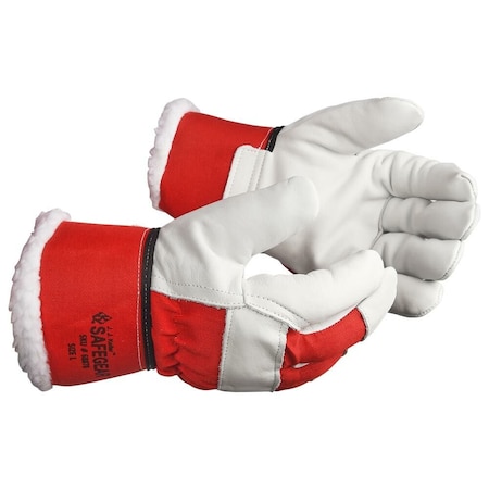Jj Keller Split Cowhide Leather Work Gloves, Sherpa Lined, Red, Large 68878