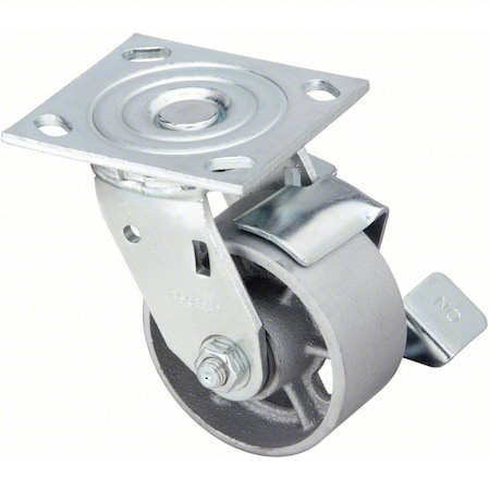 Zoro Select NSF-Listed Plate Caster, 700 lb. Ld Rating, Roller P21S-C040R-14-WB-DL