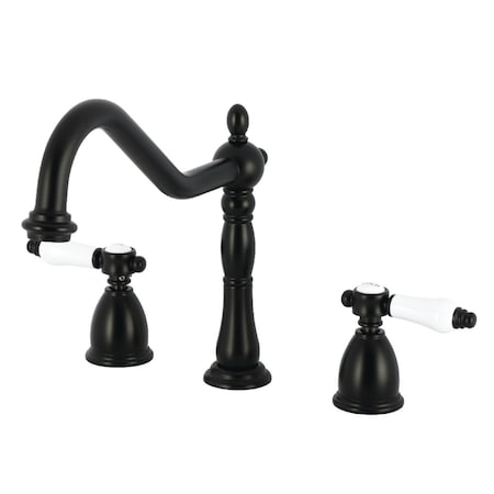 Kingston Brass Double-Handle Widespread Kitchen Faucet, Matte Black KB1790BPLLS