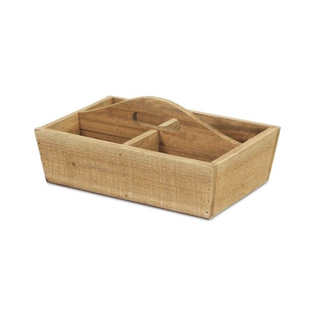 Homeroots 14" Brown Solid Wood Desk Organizer 399661