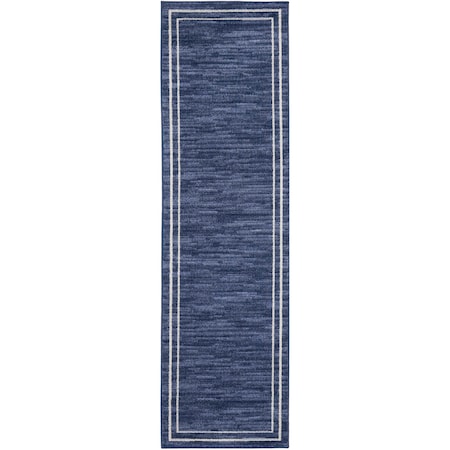 Homeroots 8' Navy Blue And Ivory Indoor Outdoor Runner Rug 545536